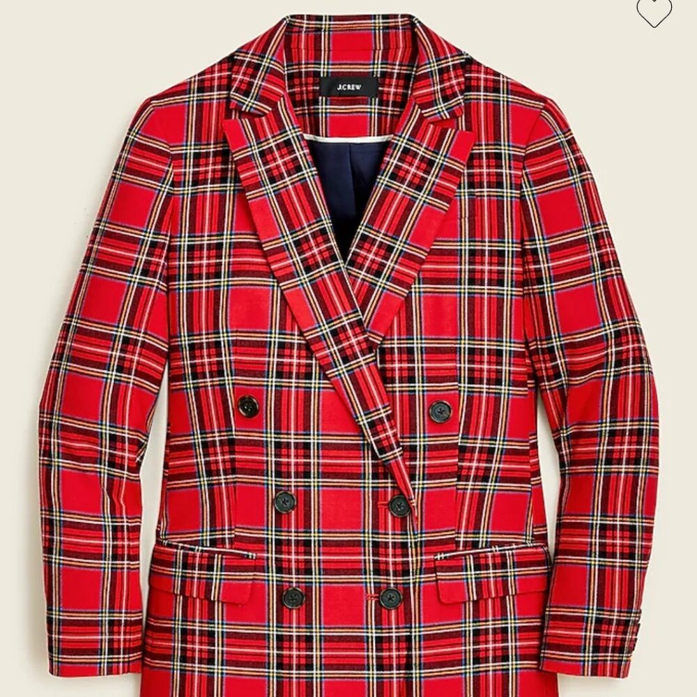 Petite double breasted lady blazer in good tiding 8ps plaid